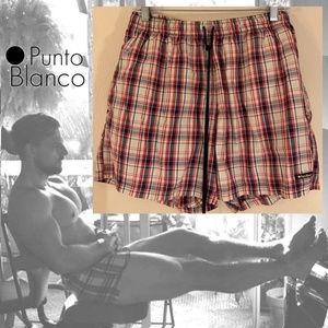 Punto Blanco Plaid Swim Trunks Medium 57% cotton / 43% polyester Fully lined